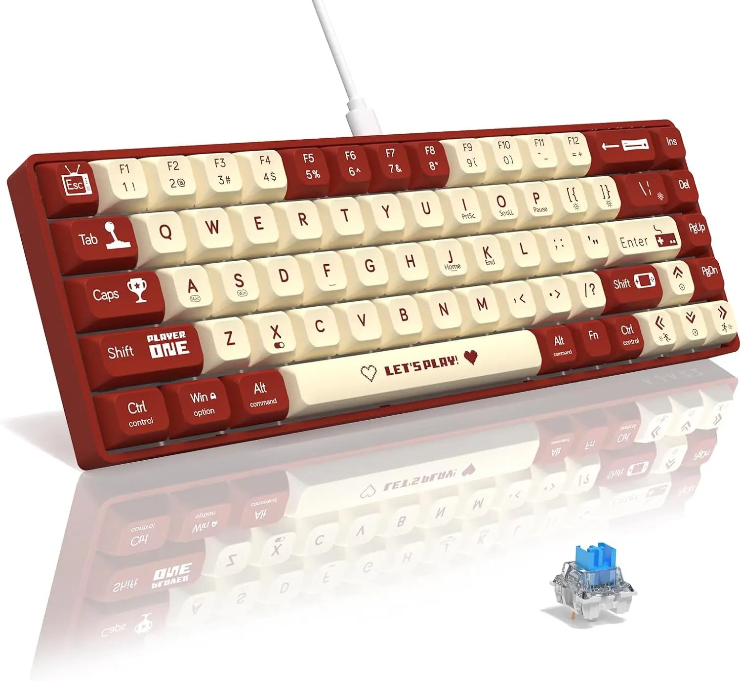 MAMBASNAKE x ATTACK SHARK AK680 65% Wired Mechanical Gaming Keyboard,Hot-Swappable,RGB Rainbow Backlit