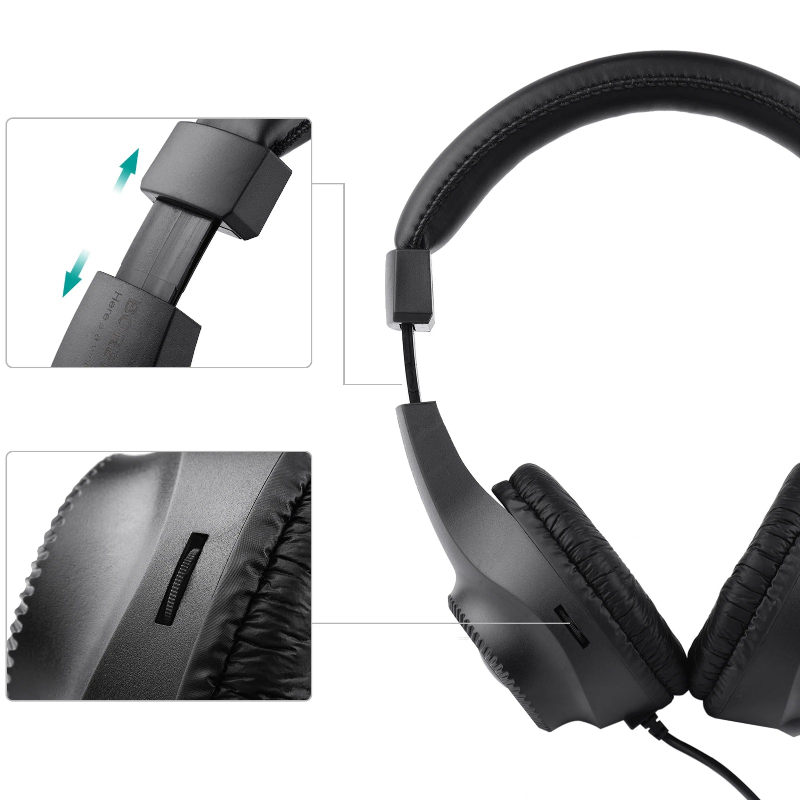 Wired Stereo Monitor Headphones Over-ear Headset with 50mm Driver 6.5mm Plug for Recording Monitoring Music (NOT for PC)